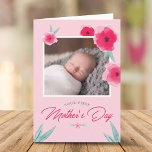 Uw eerste Moederdag Flower Photo Greep Kaart<br><div class="desc">Een prachtig eerste Moederdag wenskaart met liefst roze bloemen en voeg je favoriete foto toe.</div>