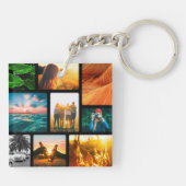 Uw eigen 18 foto-collage omwoeld zwart sleutelhanger (Achterkant)