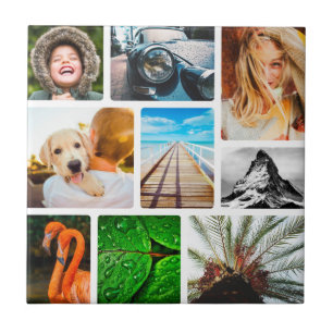 Uw eigen 9 foto-collage omwoeld tegeltje