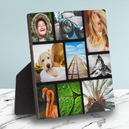 Uw eigen 9 foto-collage omwoeld zwart fotoplaat