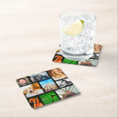 Uw eigen 9 foto-collage omwoeld zwart kartonnen onderzetters (Insitu)