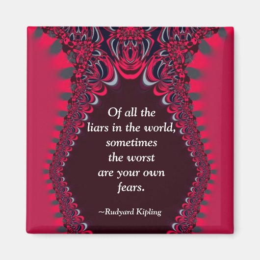 Uw eigen angst (offertes) Rood fractal Lace Magnet (Voorkant)