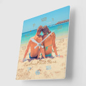 Uw eigen Design Custom Photo Text Font - Romantisc Vierkante Klok (Hoek)