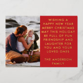 Uw Eigen Echte Kerstbericht Foto Folie Feestdagenkaart (Voorkant)