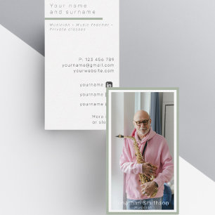 Uw eigen foto musicus saxofonist Visitekaartje