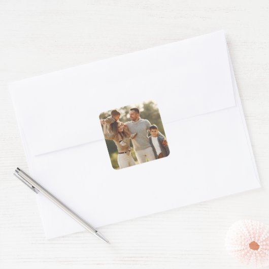 Uw eigen foto ontwerpen vierkante sticker (Envelop)