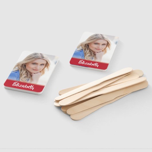 Uw eigen foto Rode Monogram Afstuderen Hand Fan Handwaaier (Niet-gemonteerd)