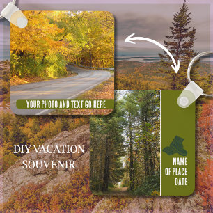 Uw eigen foto's en tekst buitenshuis wandelavontuu sleutelhanger