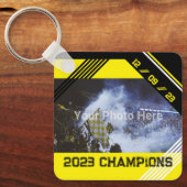 Uw eigen foto's en tekst Geel en Zwart Modern Sleutelhanger (Voorkant)