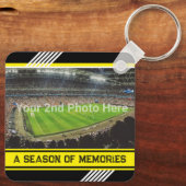 Uw eigen foto's en tekst Geel en Zwart Modern Sleutelhanger (Achterkant)