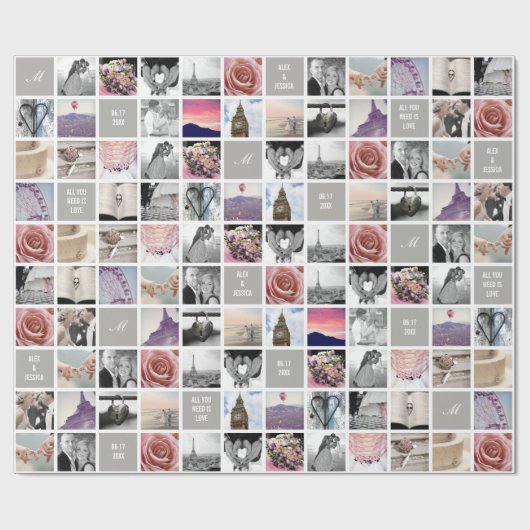 Uw eigen foto's | Huwelijk 51-Afbeelding Collage G Cadeaupapier (Vlak)