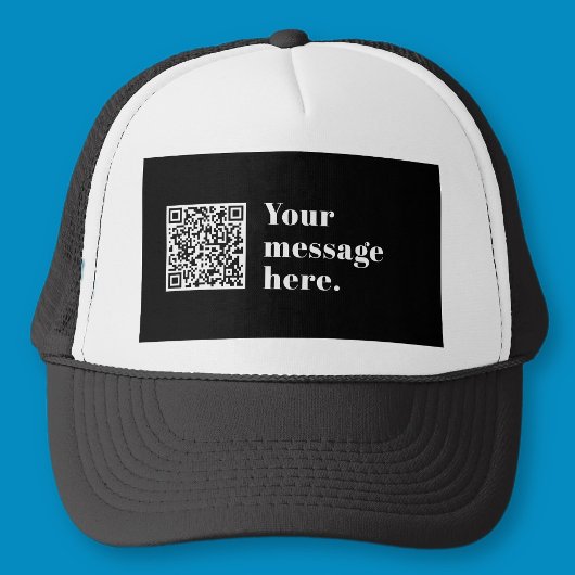 Uw eigen geüploade QR-code en bewerkbare retro-tek Trucker Pet