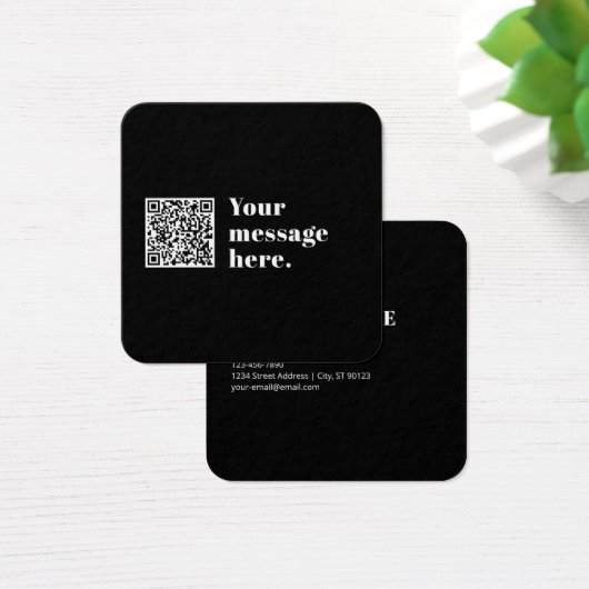 Uw eigen geüploade QR-code en bewerkbare retro-tek Vierkante Visitekaartjes (Bureau)