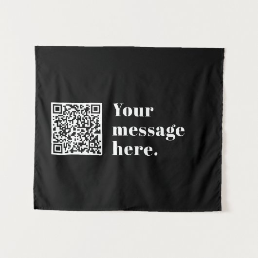 Uw eigen geüploade QR-code en bewerkbare retro-tek Wandkleed (Voorkant (horizontaal))