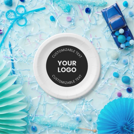 Uw eigen geüploade zakelijke Logo met bewerkbare t Papieren Bordje (Feest)