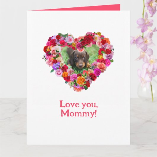 Uw eigen hond Foto Moederdag Rozen Hart Kaart (Orchidee)
