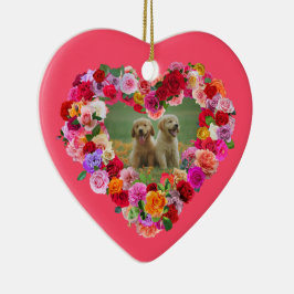 Uw eigen hond Foto Moederdag Rozen Hart Keramisch Ornament