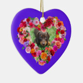Uw eigen hond Foto Moederdag Rozen Hart Keramisch Ornament (Rechts)