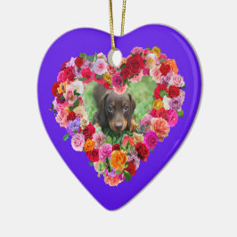 Uw eigen hond Foto Moederdag Rozen Hart Keramisch Ornament