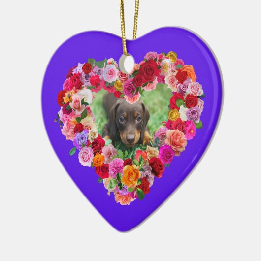 Uw eigen hond Foto Moederdag Rozen Hart Keramisch Ornament (Links)