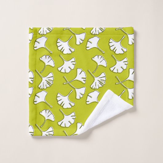 Uw eigen kleur, Ginkgo Modern Print Bad Handdoek (Wasdoekje)