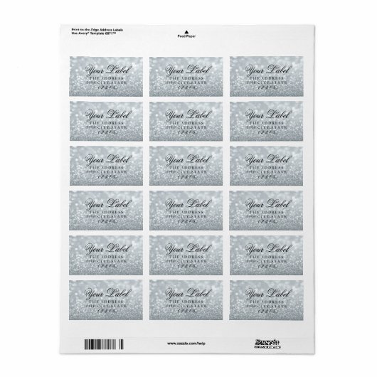 Uw eigen label - Silver Glitter Fab (Full Sheet)