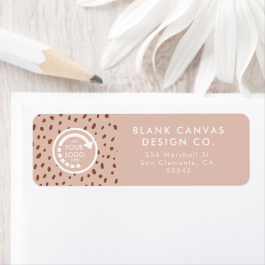 UW EIGEN LOGO Beige & Boho Brown Stippen Etiket (Insitu)