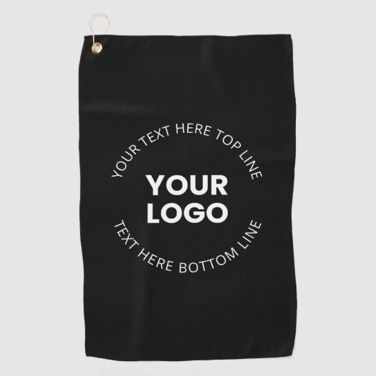 Uw eigen Logo & bewerkbare circulaire tekst Golfhanddoek (Voorkant)