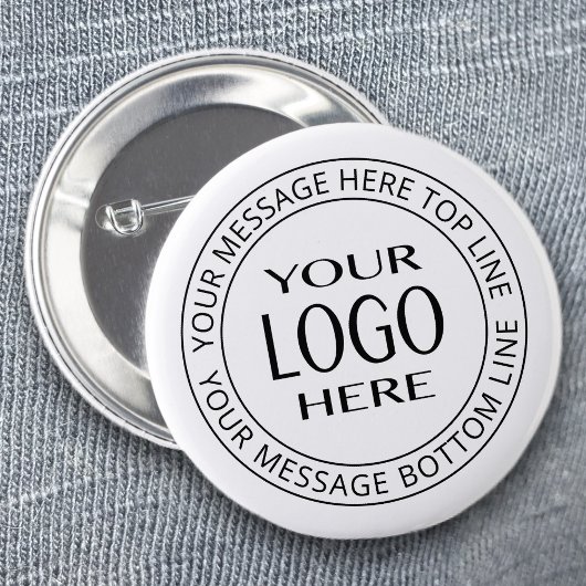 Uw eigen Logo en  Circulaire tekst Ronde Button 5,7 Cm