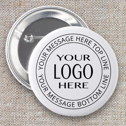 Uw eigen Logo en  Circulaire tekst Ronde Button 5,7 Cm