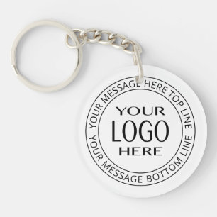 Uw eigen Logo en  Circulaire tekst Sleutelhanger