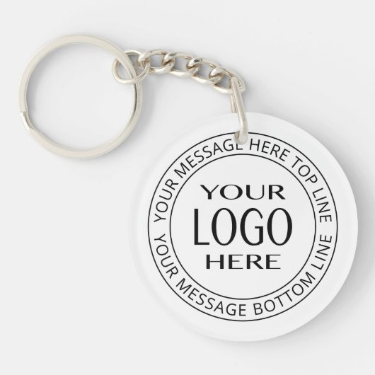 Uw eigen Logo en  Circulaire tekst Sleutelhanger (Voorkant)