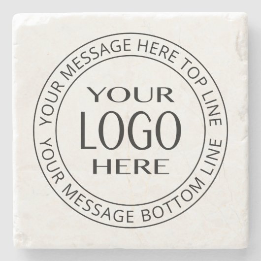 Uw eigen Logo en  Circulaire tekst Stenen Onderzetter (Voorkant)