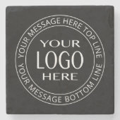 Uw eigen Logo en  Circulaire tekst Stenen Onderzetter (Voorkant)