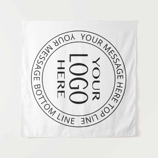 Uw eigen Logo en  Circulaire tekst Wandkleed (Voorkant (horizontaal))