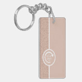 UW EIGEN LOGO met QR CODE Beige & Terracotta Sleutelhanger (Voorkant Links)