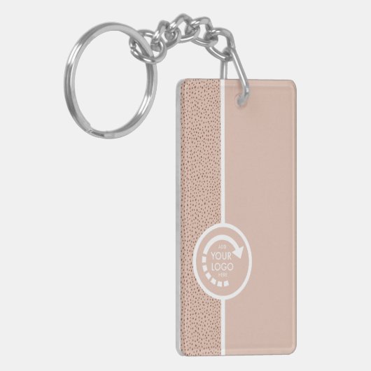 UW EIGEN LOGO met QR CODE Beige & Terracotta Sleutelhanger (Voorkant Links)