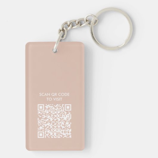 UW EIGEN LOGO met QR CODE Beige & Terracotta Sleutelhanger (achterkant)