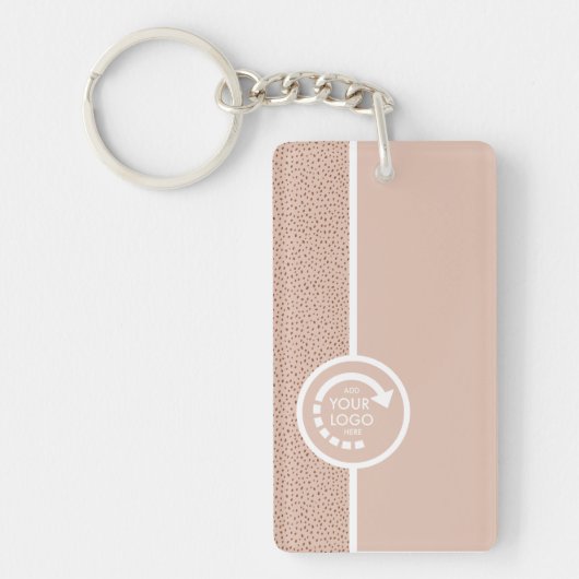 UW EIGEN LOGO met QR CODE Beige & Terracotta Sleutelhanger (Voorkant)