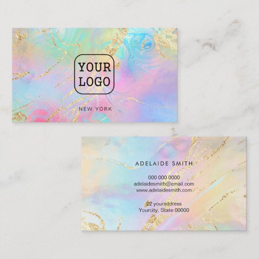 uw eigen logo op FAUX holografisch effect Visitekaartje (Voorkant / Achterkant)