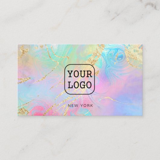 uw eigen logo op FAUX holografisch effect Visitekaartje (Voorkant)