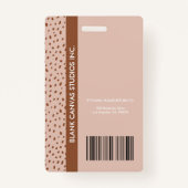 UW EIGEN LOGO Trendy Beige Boho Brown Employee ID Badge (Achterkant)