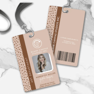 UW EIGEN LOGO Trendy Beige Boho Brown Employee ID Badge