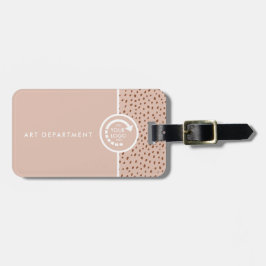 UW EIGEN LOGO Trendy Beige & Terracotta Stippen Bagagelabel