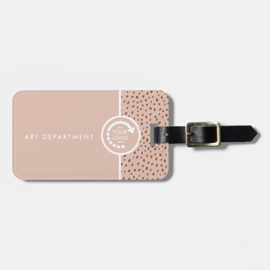 UW EIGEN LOGO Trendy Beige & Terracotta Stippen Bagagelabel (Voorkant horizontaal)