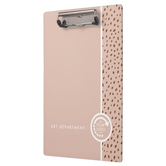 UW EIGEN LOGO Trendy Beige & Terracotta Stippen Klembord (Links)