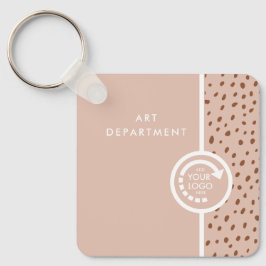 UW EIGEN LOGO Trendy Beige & Terracotta Stippen Sleutelhanger