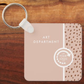 UW EIGEN LOGO Trendy Beige & Terracotta Stippen Sleutelhanger (Voorkant)