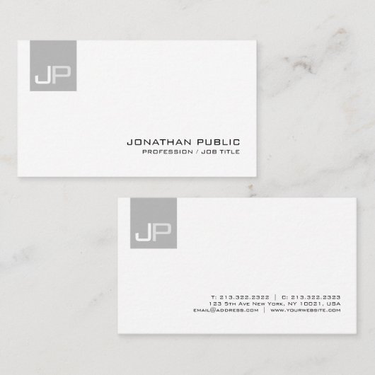 Uw eigen monogram Elegant Moderne Professionele Gr Visitekaartje (Voorkant / Achterkant)