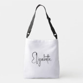 Uw eigen naam of tekst Handgeschreven zwart-wit Crossbody Tas (Achterkant)